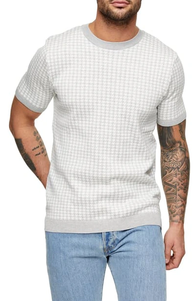 Shop Topman Houndstooth Short Sleeve Sweater In Grey