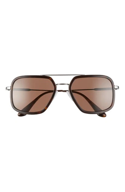 Shop Prada 54mm Square Aviator Sunglasses In Havana/ Brown Solid