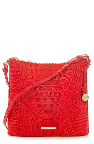 Shop Brahmin Katie Croc Embossed Leather Crossbody Bag In Candy Apple