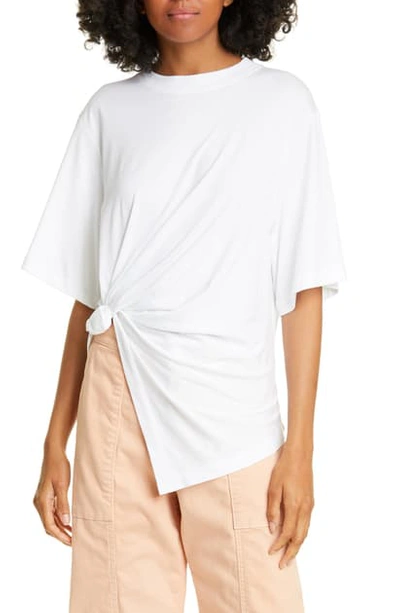 Shop See By Chloé Asymmetrical Knotted Cotton Tee In White