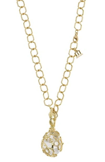 Shop Temple St Clair Diamond & Rock Crystal Bee Amulet In Yellow Gold