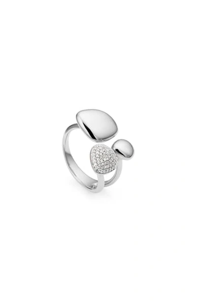 Shop Monica Vinader Nura Pebble Cluster Diamond Ring In Silver/ Diamond