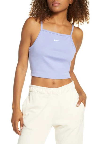 Shop Nike Essential Crop Tank In Light Thistle/ White