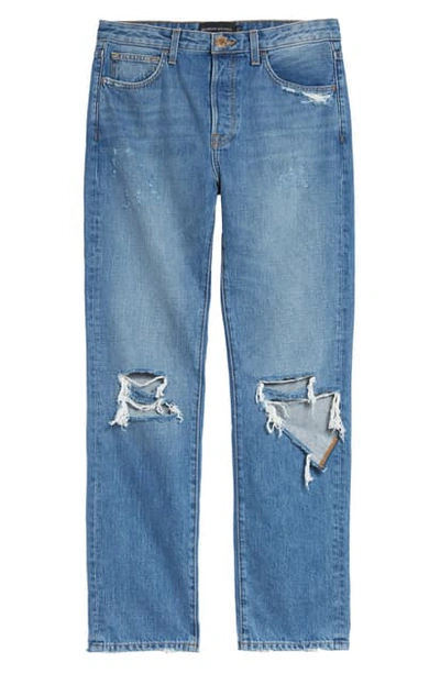 Shop Brandon Maxwell Ripped High Waist Boyfriend Jeans In Light Wash