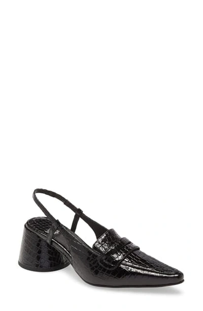 Shop Jeffrey Campbell Ferway Slingback Loafer Pump In Black Croco Patent