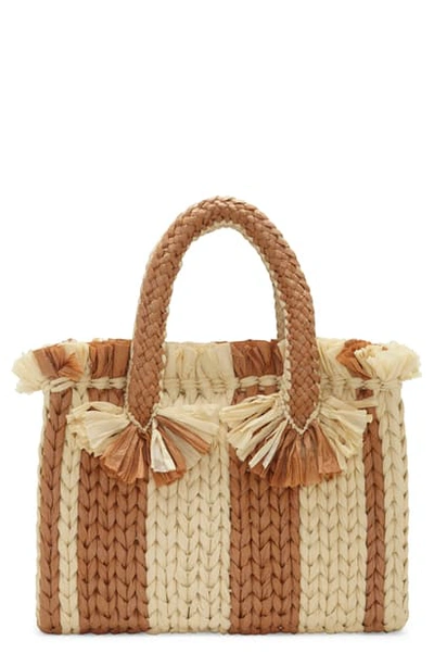 Shop Vince Camuto Small Emei Straw Satchel In Ginger Spice