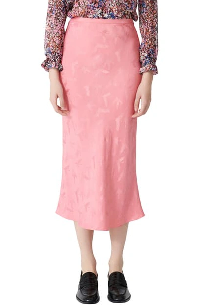Shop Maje Jala Jacquard Midi Skirt In Pink