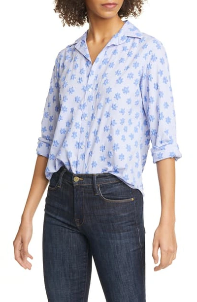 Shop Frank & Eileen Floral Cotton Shirt In Blue On Blue Flowers