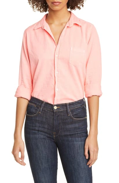 Shop Frank & Eileen Barry Cotton Pocket Shirt In Neon Pink Color Denim