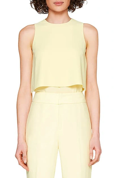 Shop Suistudio Drew Satin Sleeveless Crop Top In Pale Yellow