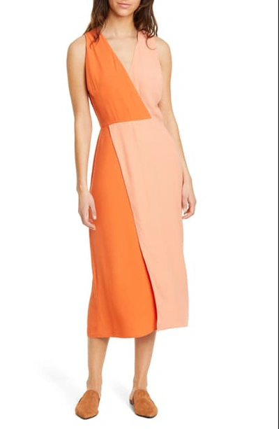 Shop Equipment Galane Colorblock Crepe Dress In Cnyn Sun Or Rst