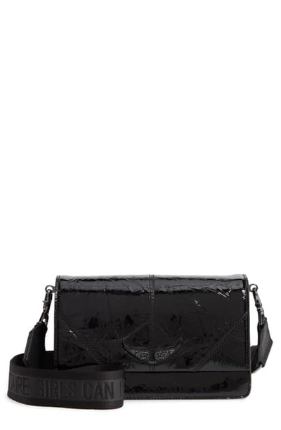 Shop Zadig & Voltaire Lolita Crinkle Patent Leather Crossbody Bag In Noir