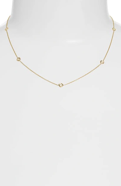Shop Roberto Coin Diamond Station Necklace In Yellow Gold