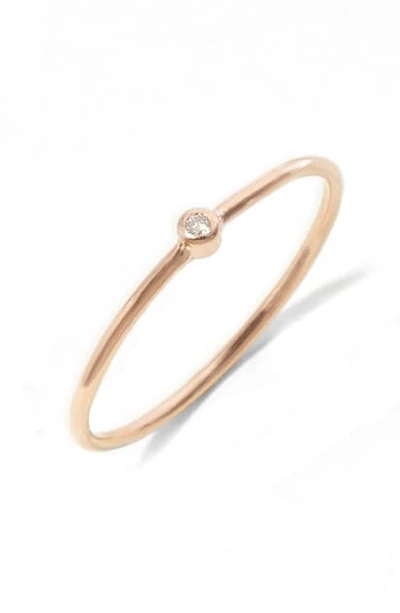 Shop Zoë Chicco Diamond Bezel Ring In Rose Gold