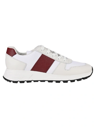 Shop Prada Leather And Nylon Sneakers In White Cerise