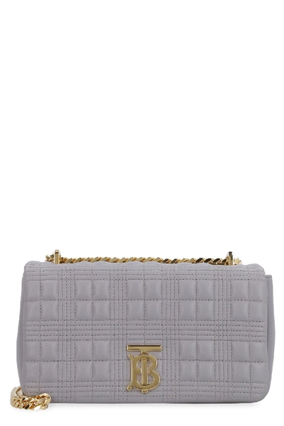Shop Burberry Lola Quilted Leather Shoulder Bag In Grey