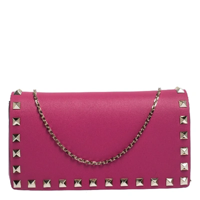 Pre-owned Valentino Garavani Pink Leather Mini Rockstud Crossbody Bag