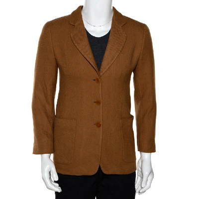 Pre-owned Giorgio Armani Vintage Brown Herringbone Wool Blazer M