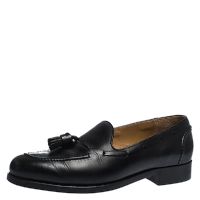 Pre-owned Ralph Lauren Black Leather Tassel Detail Loafers Size 44