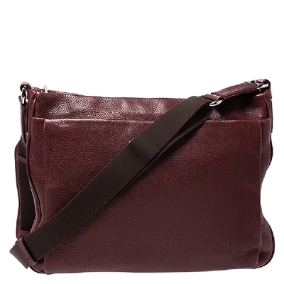Pre-owned Bally Burgundy Leather Messenger Bag
