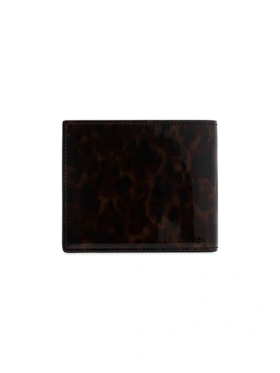 Shop Saint Laurent Tortoise Print Patent Leather Wallet