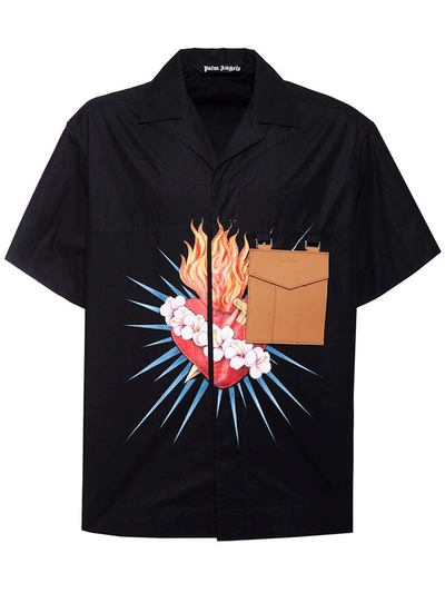 Shop Palm Angels Sacred Heart Shirt In Black
