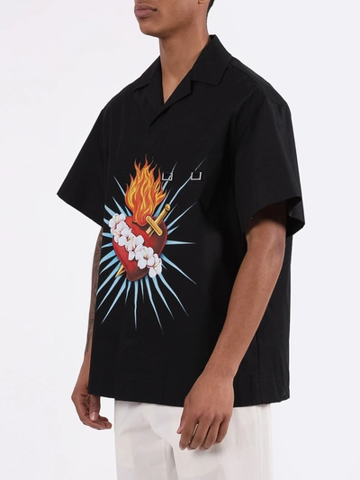 Shop Palm Angels Sacred Heart Shirt In Black