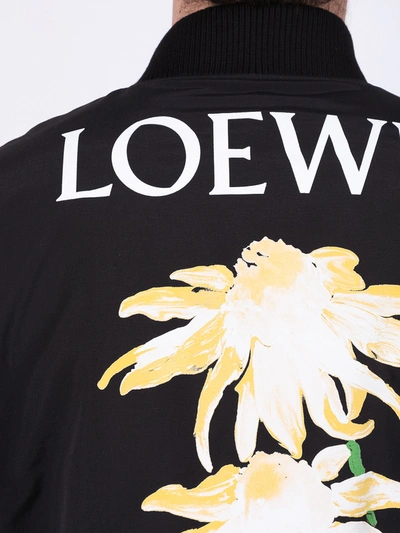 Shop Loewe Black Daisy Bomber Jacket