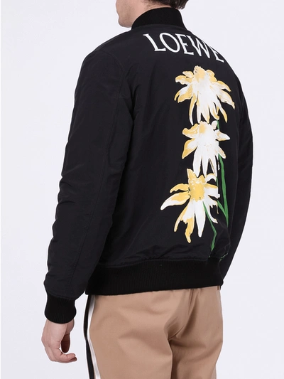 Shop Loewe Black Daisy Bomber Jacket