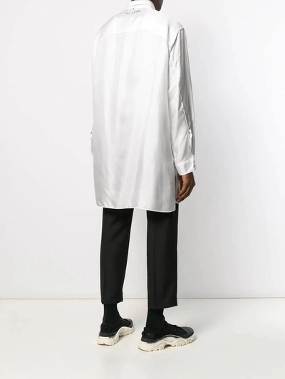 Shop Oamc Sketch-print Silk Shirt In White