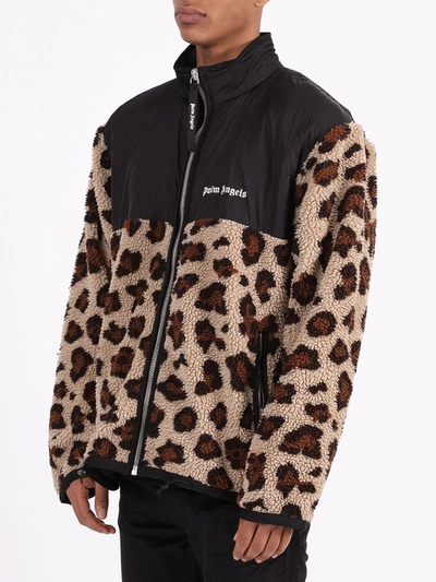 Shop Palm Angels Fleece Leopard Jacket