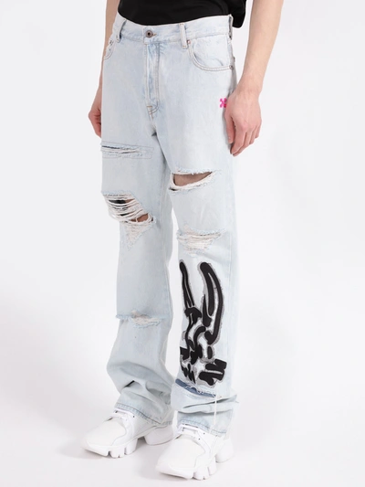 Shop Off-white Patch Ripped Jeans