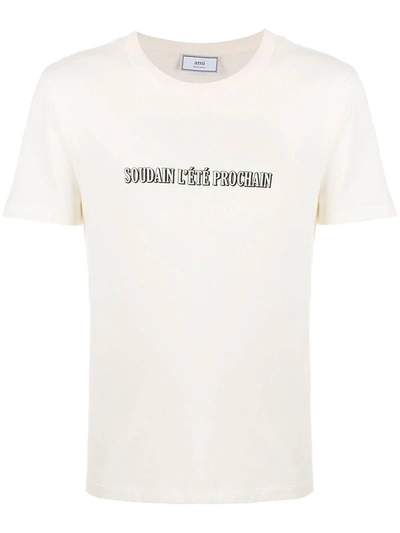 Shop Ami Alexandre Mattiussi Next Summer Logo T-shirt In White