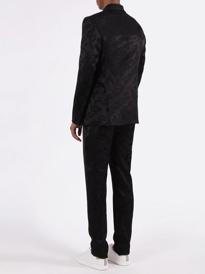 Shop Neil Barrett Woven Design Suit In Black