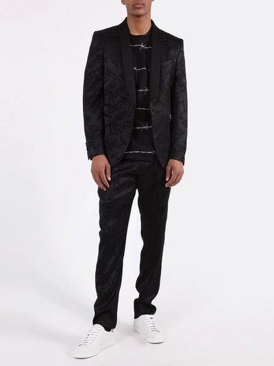 Shop Neil Barrett Woven Design Suit In Black