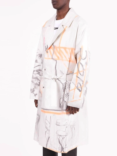 Shop Off-white White Multicolored Futura Trench Coat