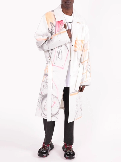 Shop Off-white White Multicolored Futura Trench Coat