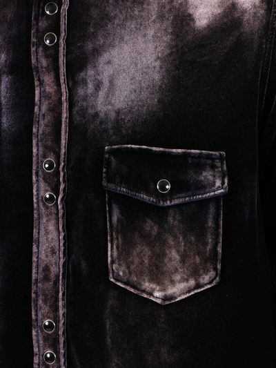 Shop Saint Laurent Distressed Button-down Shirt In Black