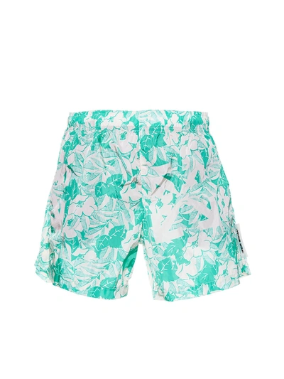 Shop Off-white Floral Arrow Logo Swim Trunks In Green