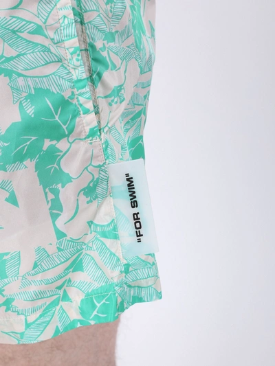 Shop Off-white Floral Arrow Logo Swim Trunks In Green