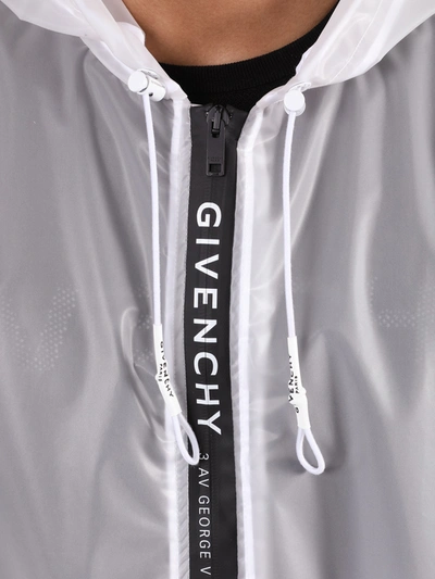 Shop Givenchy White Hooded Windbreaker Jacket