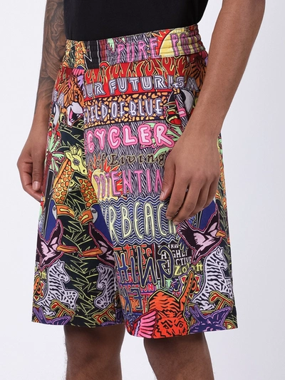 Shop Neil Barrett Over-sized Multicolored Shorts