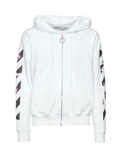 Shop Off-white Zipped Airport Tape Hoodie White