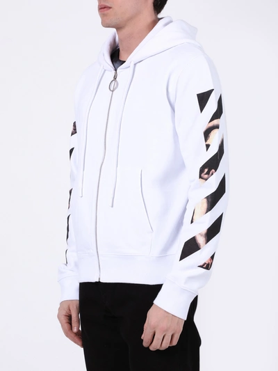 Shop Off-white Zipped Airport Tape Hoodie White