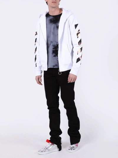 Shop Off-white Zipped Airport Tape Hoodie White