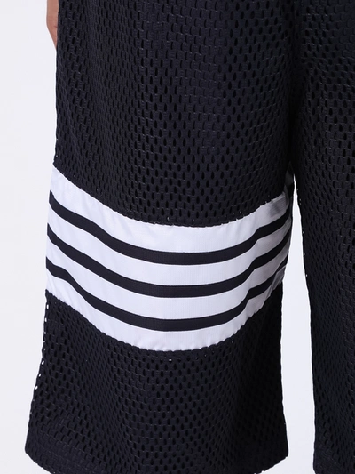 Shop Thom Browne Mesh Track Shorts In Blue