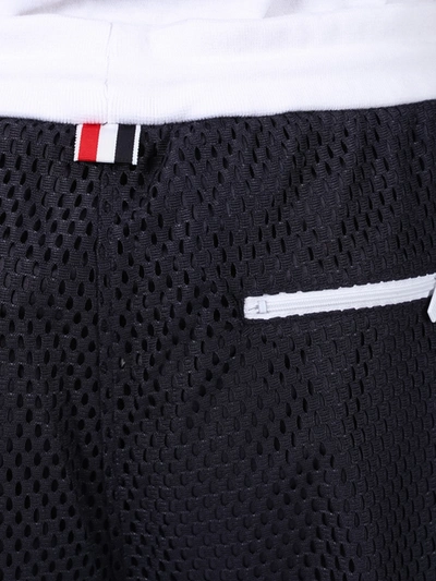 Shop Thom Browne Mesh Track Shorts In Blue