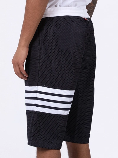 Shop Thom Browne Mesh Track Shorts In Blue