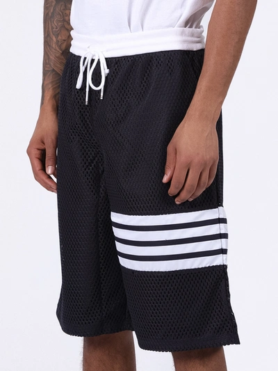Shop Thom Browne Mesh Track Shorts In Blue
