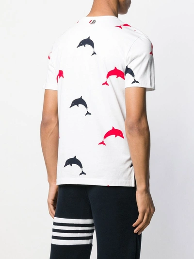 Shop Thom Browne Dolphin Print T-shirt White Blue Red